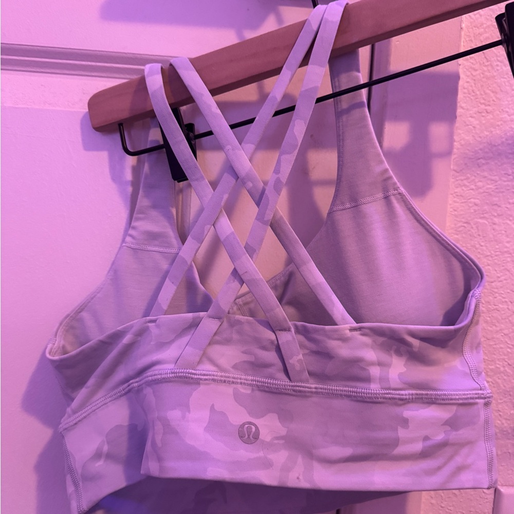 Lululemon Energy Bra Long Line Medium Support, B-D Cup - White Camo - Picture 4 of 5